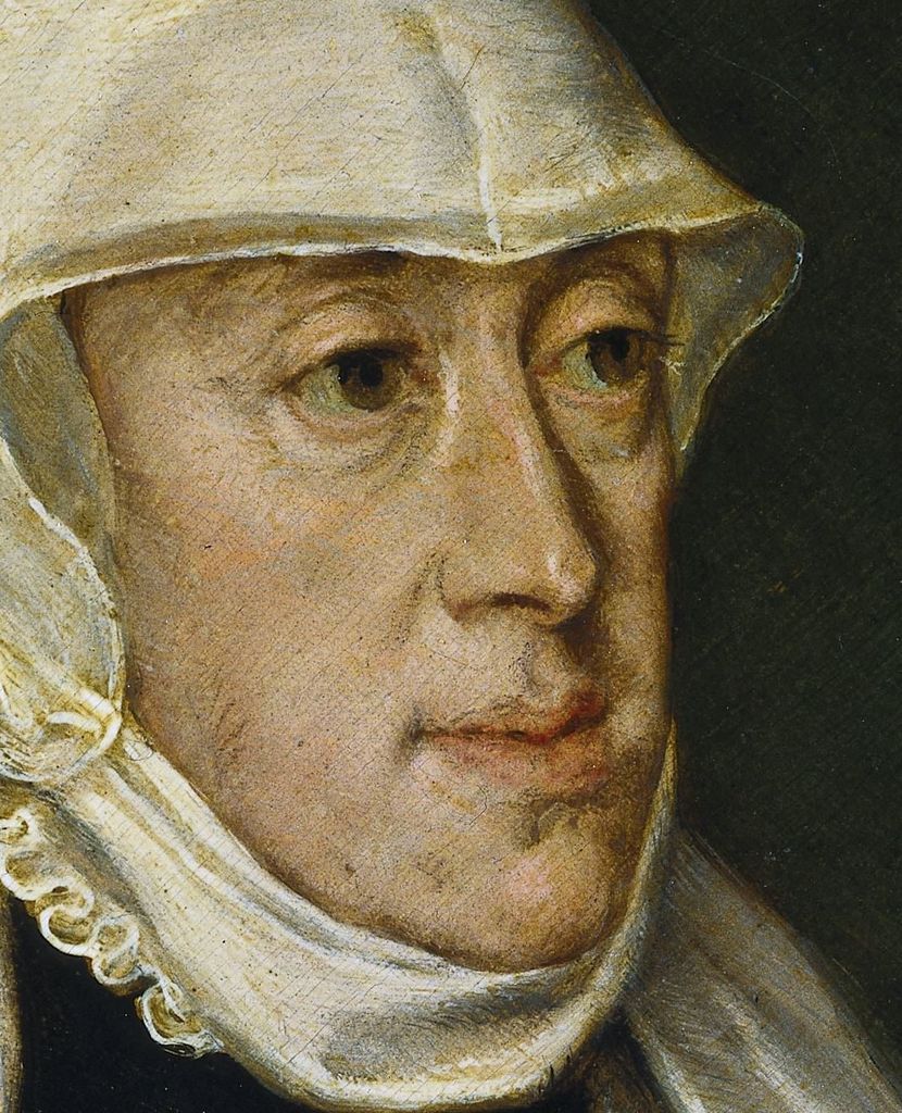 Mary of Hungary Face and White Hood detail in Mary of Hungary Regent of the Netherlands